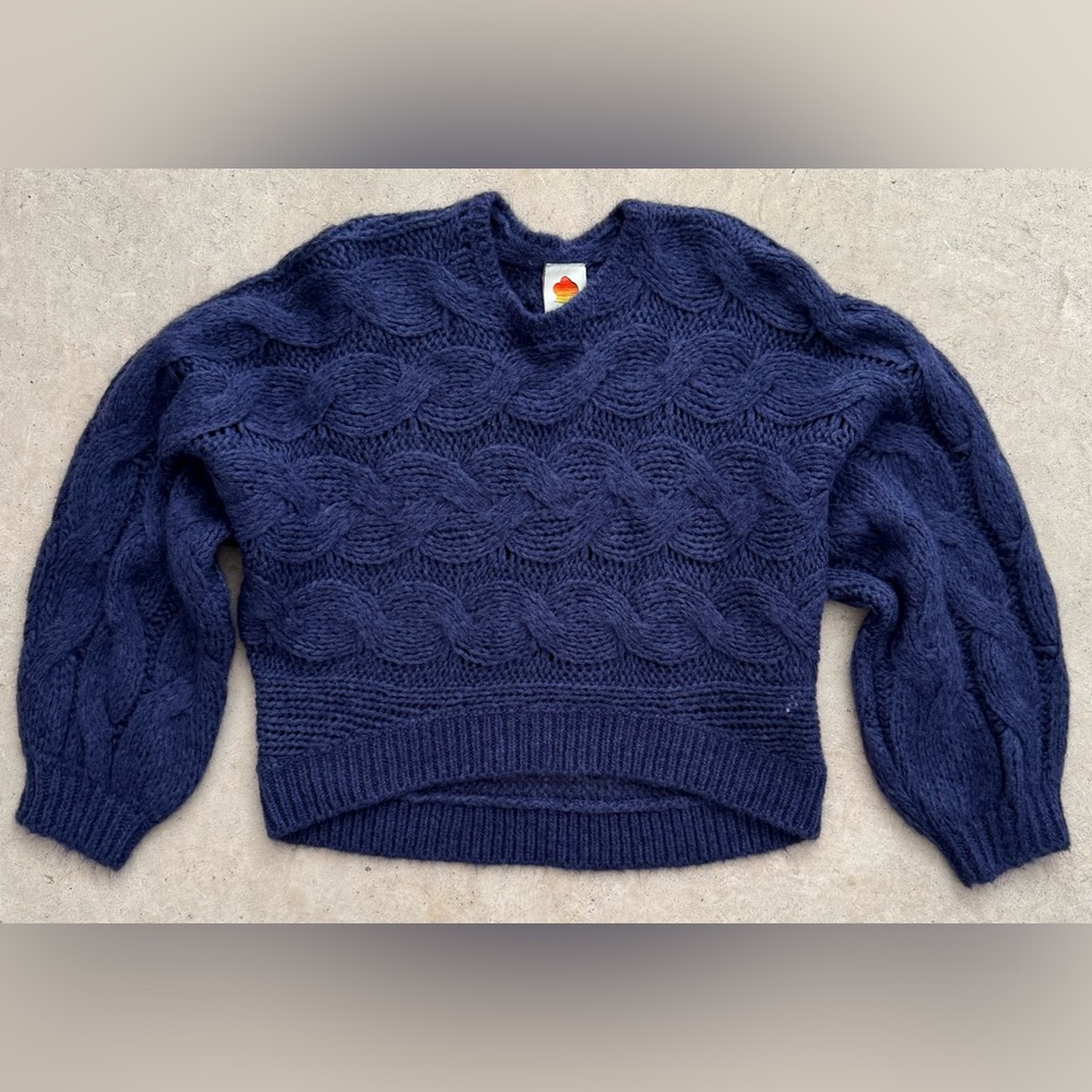 FARM Rio Navy Cable Knit Sweater